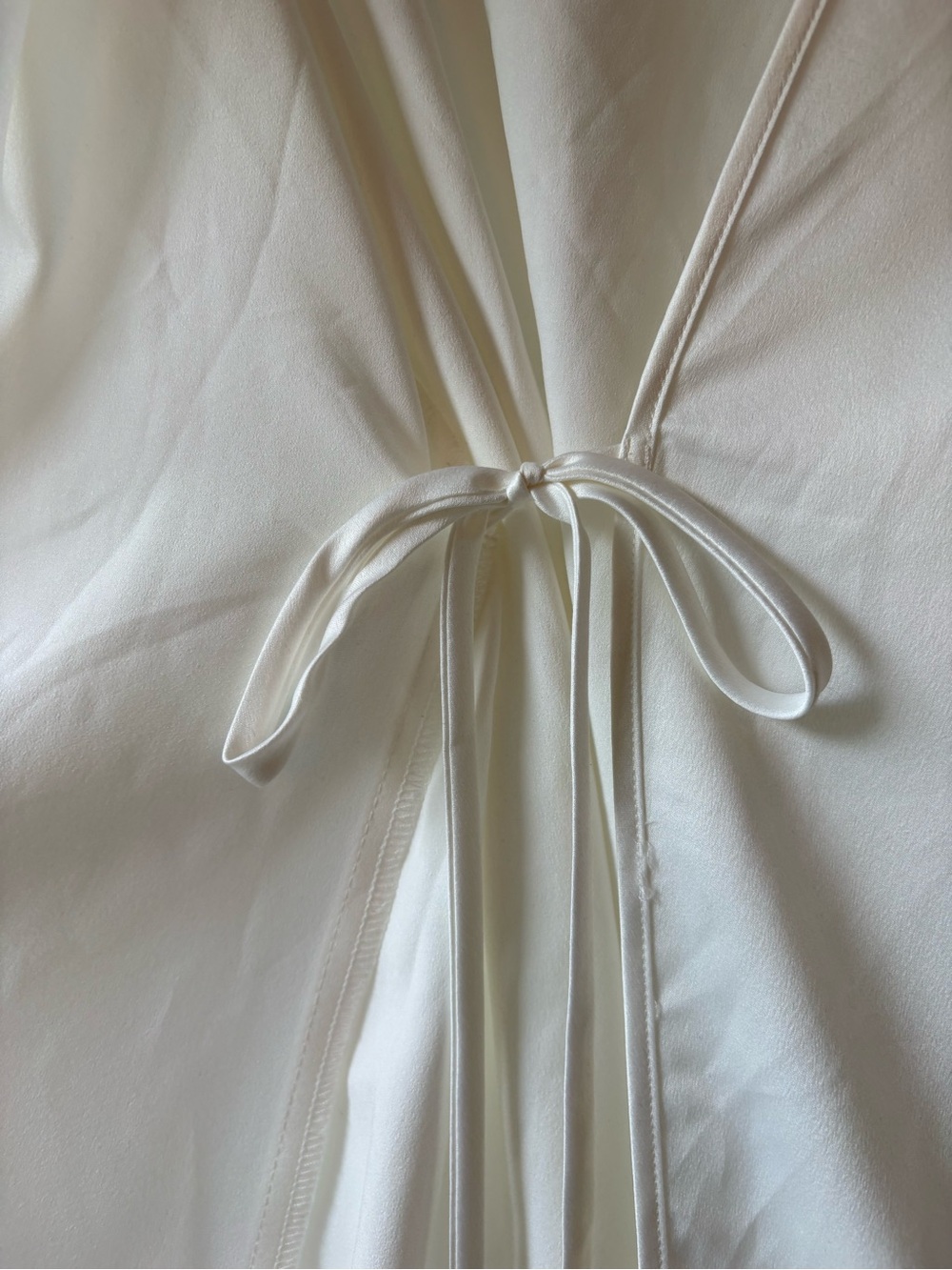Rya Collection | Charmeuse | Feather Trim Satin Robe | Swan Cover Up | M/L - Picture 8 of 12